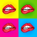 Sweet pop art Pair of Glossy Vector Lips. Royalty Free Stock Photo