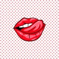 Sweet pop art Pair of Glossy Vector Lips. Royalty Free Stock Photo