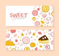 Sweet Shop Banner Templates Set, Banner, Tasty Desserts Menu, Candy Shop, Bakery Poster, Flyer, Brochure Design Vector