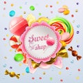 Sweet shop candy label Royalty Free Stock Photo