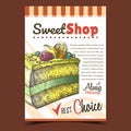 Sweet Shop Creamy Cake Advertise Poster Vector