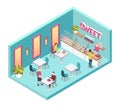 Sweet Shop Inside Isometric Illustration