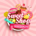 Sweet shop logo, label or emblem. Royalty Free Stock Photo