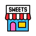 Sweet shop vector illustration, filled style icon editable outline Royalty Free Stock Photo