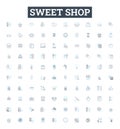 Sweet shop vector line icons set. Candy, Confectionery, Chocolates, Sweets, Bakery, Treats, Candies illustration outline