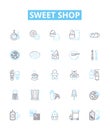 Sweet shop vector line icons set. Candy, Confectionery, Chocolates, Sweets, Bakery, Treats, Candies illustration outline