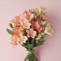 Sweet and simple bouquet with alstroemeria. Mother\'s Day Flowers Design concept