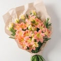 Sweet and simple bouquet with alstroemeria. Mother\'s Day Flowers Design concept