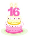 Sweet sixteen birthday cake Royalty Free Stock Photo