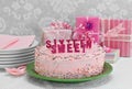 Sweet Sixteen Birthday Cake and Gifts Royalty Free Stock Photo