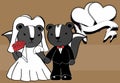 Sweet skunk married cartoon background