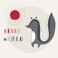 Sweet skunk. Vector illustration in Scandinavian style. Cute print background. Hello world