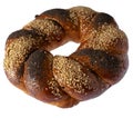 Sweet Slavic bun made in the form of a ring, and called Kalach, on a white background in isolation Royalty Free Stock Photo