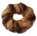 Sweet Slavic bun made in the form of a ring and called Kalach, on a white background in isolation Royalty Free Stock Photo
