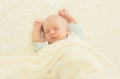 Sweet sleep infant lying on the bed Royalty Free Stock Photo