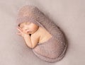 Sweet sleeping newborn girl covered with shawl