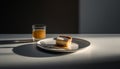 Sweet slice of cheesecake on elegant crockery, ready to eat indulgence generative AI