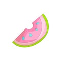 Sweet a slice of watermelon with green skin on white background cartoon icon. Fun cartoon a piece of watermelon icon