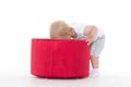 Sweet small baby with box. Royalty Free Stock Photo