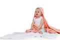 Sweet small baby with towel Royalty Free Stock Photo