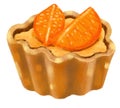 Sweet small fruit orange tart pie dessert bakery chalk illustration drawing