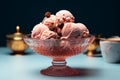 Sweet sophistication pink bowl cradles a serving of luscious chocolate ice cream