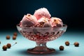 Sweet sophistication pink bowl cradles a serving of luscious chocolate ice cream