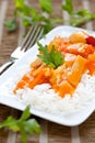Sweet sour chicken with rice Royalty Free Stock Photo