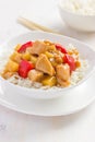 Sweet and sour chicken with rice Royalty Free Stock Photo