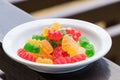 Sweet and sour colorful gummy bears