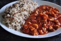 Sweet and sour main dish with mixed rice