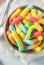 Sweet Sour Neon Gummy Worms Royalty Free Stock Photo