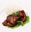 Sweet sour pork chop with rice Royalty Free Stock Photo