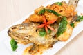 Sweet and sour spicy sauce grouper fish