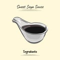 Sweet Soya Sauce Illustration Sketch And Vector Style. Good to use for restaurant menu, Food recipe book and food ingredients