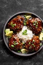 Sweet and spicy honey grilled chicken thighs with rice