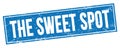 THE SWEET SPOT text on blue grungy rectangle stamp