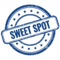 SWEET SPOT text on blue grungy round rubber stamp