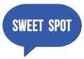 SWEET SPOT text written in a blue speech bubble