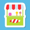 Sweet stall sticker vector, Isolated flat stye icon