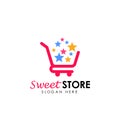 sweet store logo design. shopping cart icon design