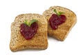 Sweet strawberries jam on toast close up Royalty Free Stock Photo