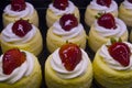 Sweet Strawberry Cream Cakes make Vibrant Colors And Tasty Snack in Vancouvers Grandville Island Market Royalty Free Stock Photo