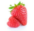 Sweet Strawberry and Juicy Raspberry Isolated on the White Background