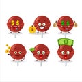 Sweet strawberry lollipop cartoon character with cute emoticon bring money