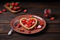 Sweet strawberry pie heart. Generate Ai Royalty Free Stock Photo