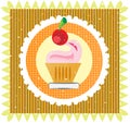 Sweet on striped background, with cherry and cream