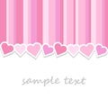 Sweet striped pink valentine day greeting card background