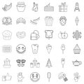 Sweet stuff icons set, outline style Royalty Free Stock Photo
