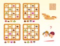 Sweet Sudoku for kids. Page for brain teaser book. Set of logic puzzle games for children. Place candies in empty spaces so that